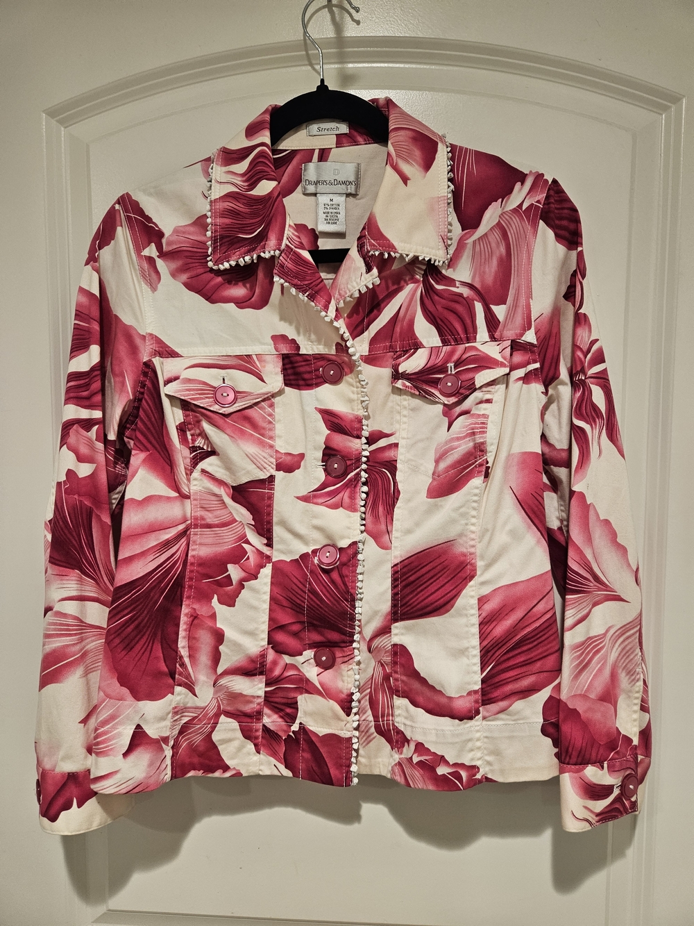 Diane Gilman Pink Floral Jean Jacket # 935